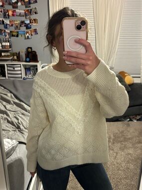 Anthropologie Pointelle Open Knit Sweater